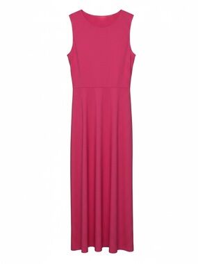 Sleeveless Fitted-Waist Maxi Dress in Magenta